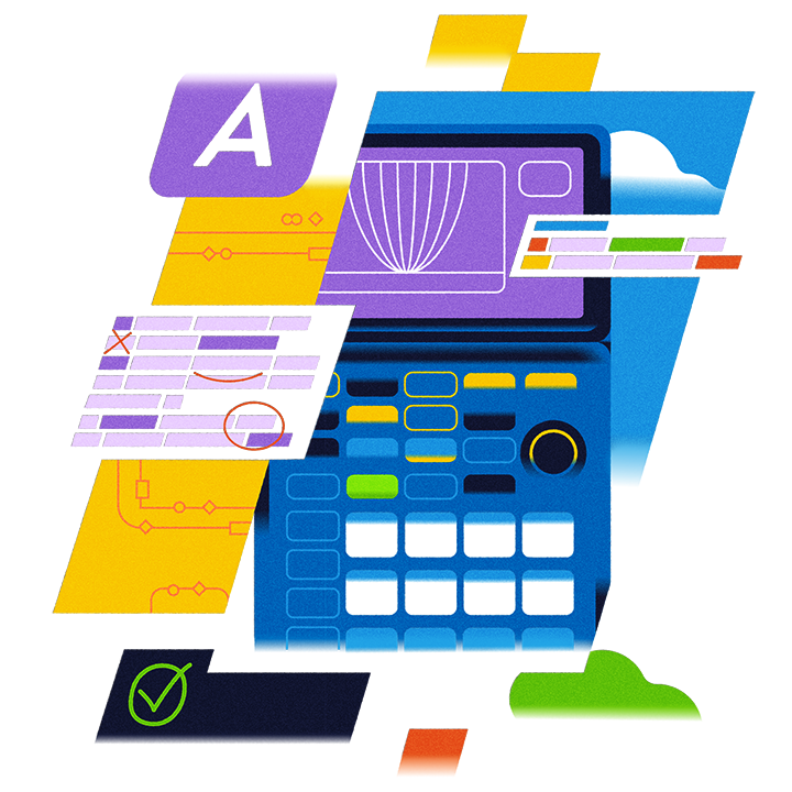Small illustration showing a calculator