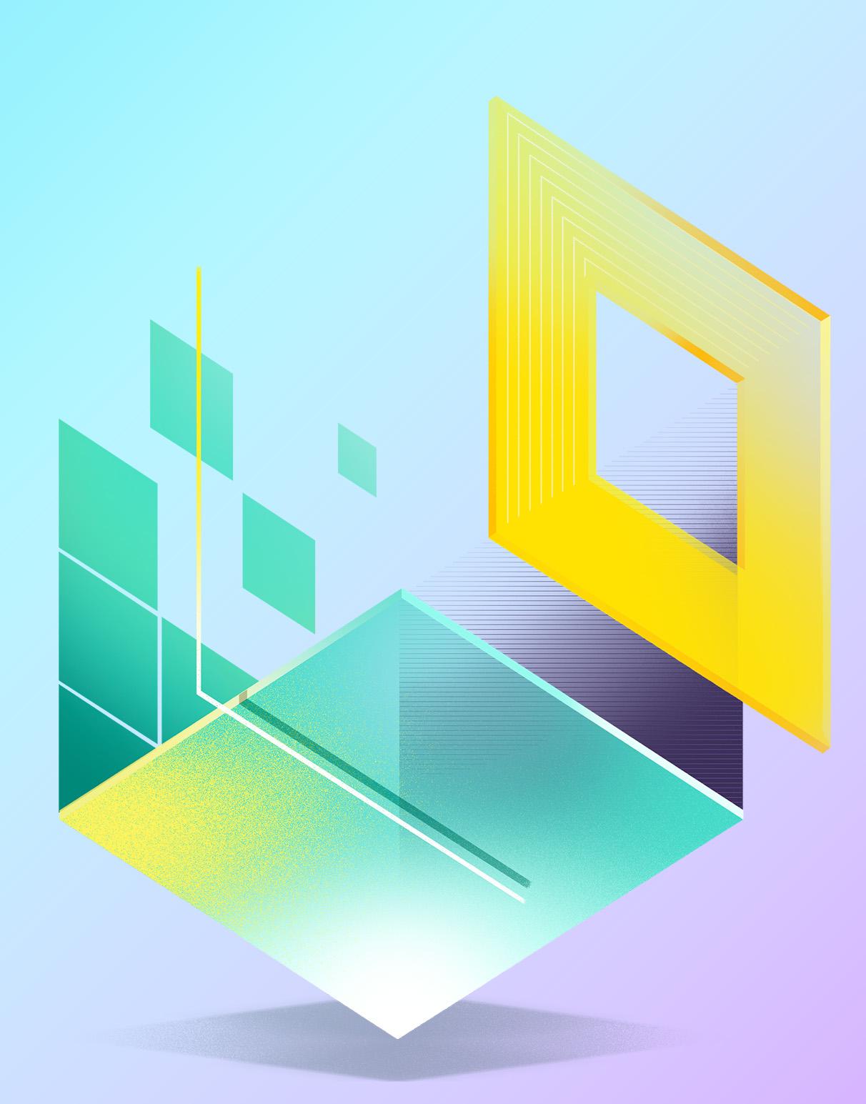 Graphic of a cube broken out into its component sides 