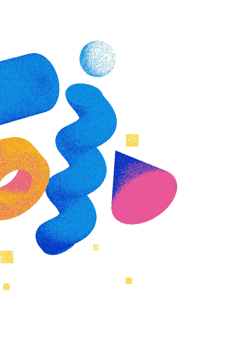Colorful decorative shapes on the left edge