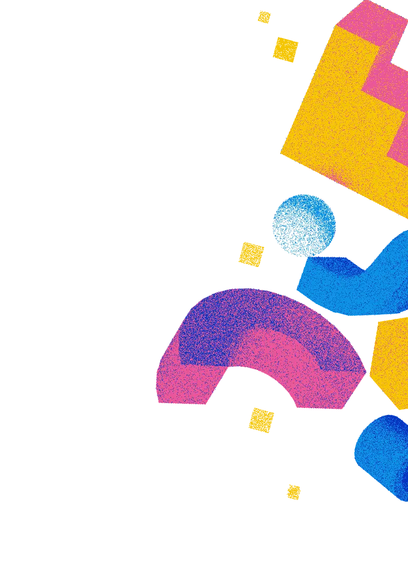 Colorful decorative shapes on the right edge